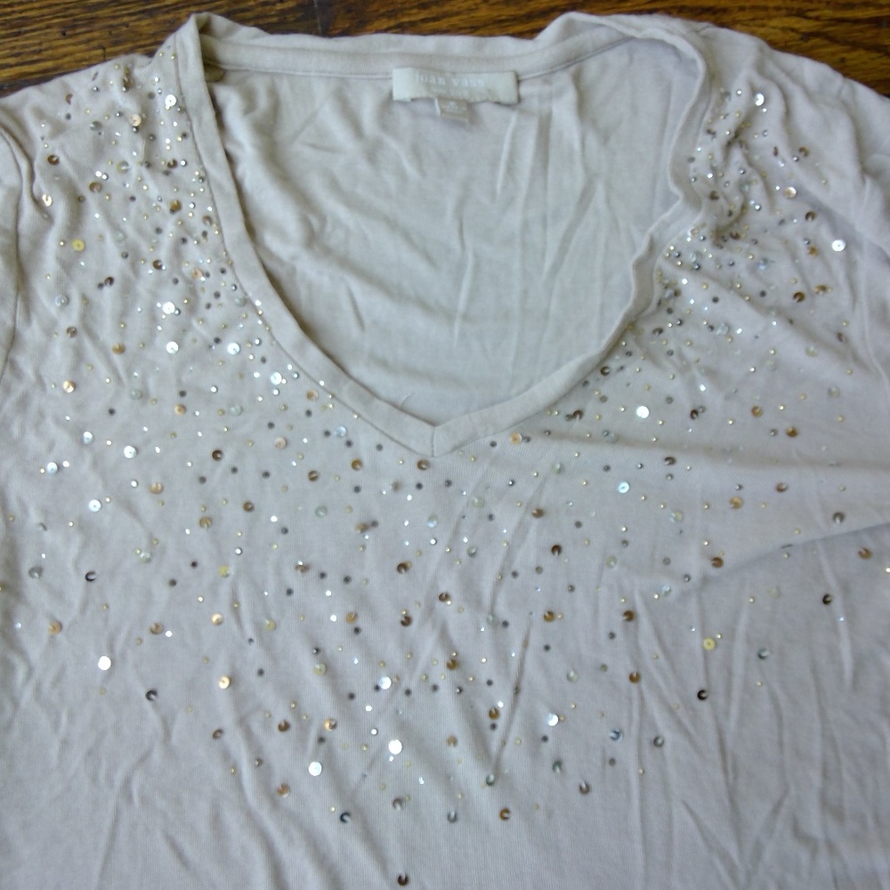 Lauren Vaas Qt Sleeve Off White Vneck Top Size S